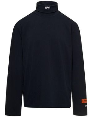Heron Preston Pullover Con Collo Alto E Logo Ricamato A Contrasto - Blu