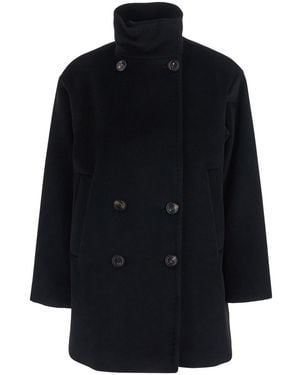 Max Mara Mstmaroso Jacket With High Collar And Long Sleeves - Blue