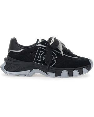 Dolce & Gabbana Trainer With Lace Inserts And Logo Patch On Tong - Black