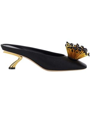 Ferragamo Sandals With Low Heel And Crystal Embellishment On The Front - Multicolour