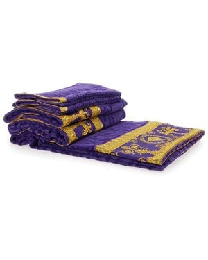 Versace Set Di Asciugamani Da Cinque Pezzi Con Stampa Barocco In - Bianco