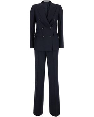 Tagliatore Double-Breasted Suit With Peak Revers - Blue