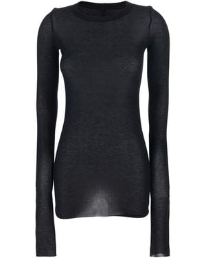 Rick Owens T-Shirt With Ribbed Design And Round Neck - Black