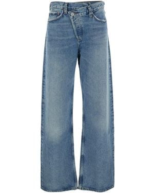 Agolde Jeans Asymmetrical Wide-Leg Denim - Blue