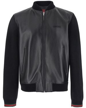 Gucci Bomber Jacket With Front Logo - Black