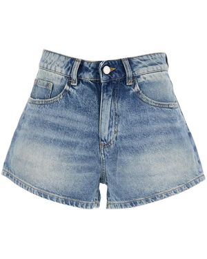 ICON DENIM Shorts With Wide Leg And Logo Patch On The Back - Blue