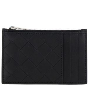 Bottega Veneta Card-Holder With Intreccio Motif - Black