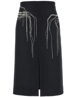 Dries Van Noten 'Shelda' Midi Skirt With Maxi Beaded Embellishments - Black