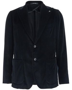 Tagliatore Single-Breasted Jacket With Peak Revers - Blue