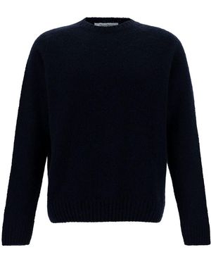GAUDENZI Maglione Girocollo Con Rifiniture A Coste - Blu