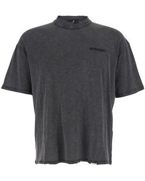 Represent T-Shirt Girocollo Con Logo Lettering Sul Fronte - Grigio