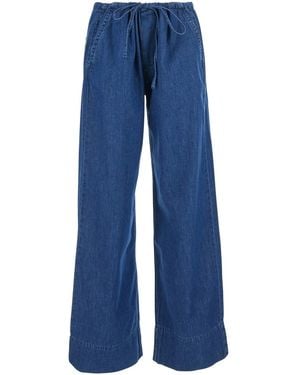 ICON DENIM Jeans With Drawstring Waist And Logo Patch On The Back - Blue