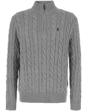 Polo Ralph Lauren Maglia Collo Zip Cotone - Gray