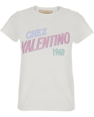 Valentino Crew Neck T-Shirt With Maxi Logo Lettering On The Fron - White