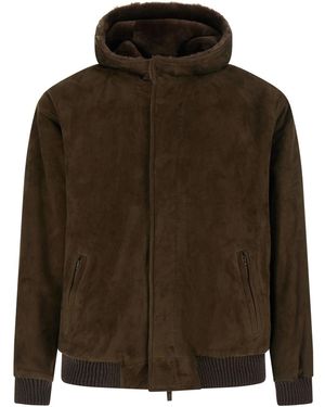 CAPOREI Fabric Hooded Coat - Brown