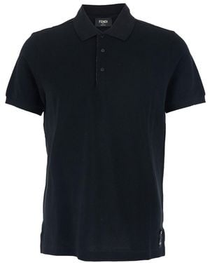 Fendi Polo Con Patch Logo Sul Fronte - Nero