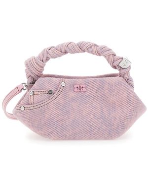 Ganni 'Bou' Mini Handbag With Braided Top Handle And Adjustable And Removable Shoulder Strap - Purple