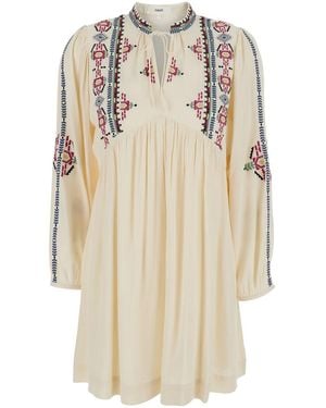 Ba&sh 'Telma' Dress With Knot Closure And Embroidered Details In - Natural