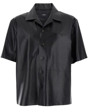 Arma 'Cave' Oversize Shirt With Notched Collar - Black