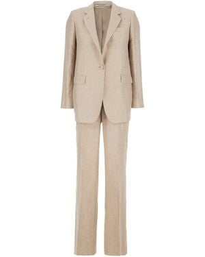 Tagliatore Single-Breasted Suit With Notched Revers - Natural