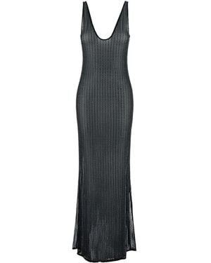 VENUJA 'Malibu' Dress With V Neck And All-Over Crystal Embellish - Black