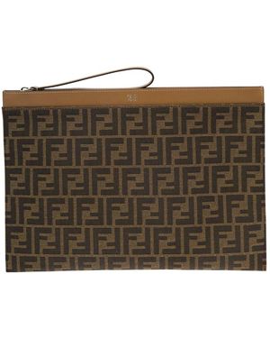 Fendi Pouch Piatta Con Motivo Jacquard - Marrone