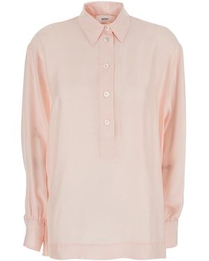 Grifoni Pointed Collar Long Sleeve Shirt - Pink