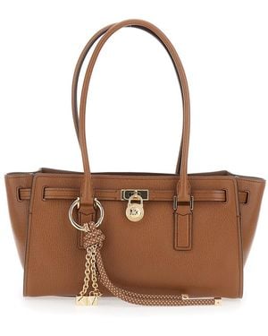 Michael Kors 'Hamilton Moderne Small' Shoulder Bag With Padlock On The Front And Ring With Pendants - Brown