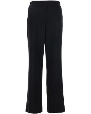 Le Plain Pants With Elastic Rear Waist And Wide Leg - Black