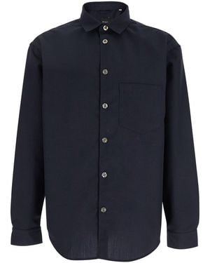 Plain Camicia Con Colletto Classico - Blu
