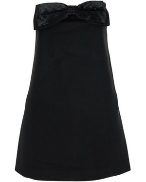Self-Portrait Sleeveless Beaded Oversize Bow Mini Dress - Black