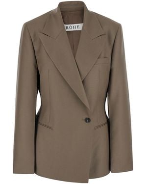 Rohe Hourglass Shaped Blazer With Notched Revers, Long Sleeves And Fro - Brown