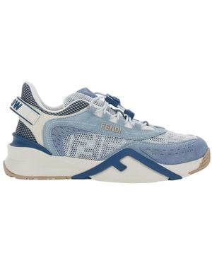 Fendi Flow' Trainers With Logo Lettering On Side And Back - Blue