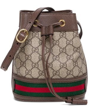 Gucci Ophidia Mini GG Supreme Canvas & Leather Bucket Bag - Brown