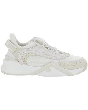 Fendi 'Flow' Trainers With Toggle Closure And Logo Lettering On The Side - White