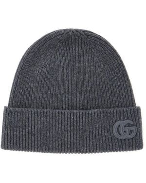 Gucci Beanie With Logo Patch On The Front - Grey