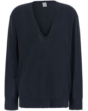 TOTEME Maglia Fine Con Scollatura A V E Maniche Lunghe - Blu