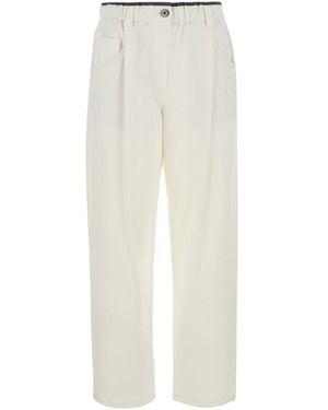 Brunello Cucinelli Pants With Pleats And Patch Pockets On The Ba - White