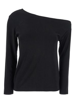 Norma Kamali Top Off-Shoulder Stretch-Tech - Black
