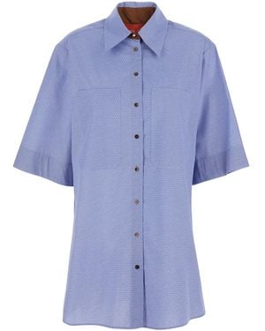 ..,merci Long Shirt 'C398V1' With Classic Collar And Long Slee - Blue