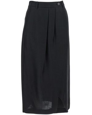 Tela Nilla Viscose Linen Skirt - Black