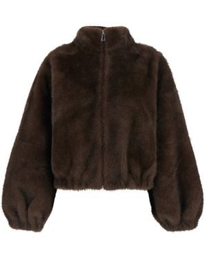 GIOVANNI PARIS Shearling With Front Zip Closure And Welt Pocket - Black