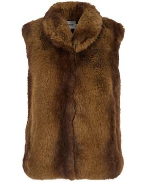 Apparis Sleeveless Coat With Hidden Front Fastening - Brown