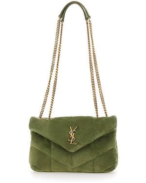 Saint Laurent Ysl Mini Bag Mono Suede Satin Calf - Green