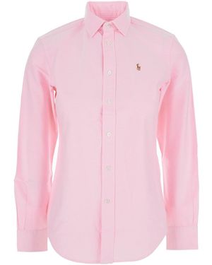 Polo Ralph Lauren Shirt With Classic Collar And Logo Embroidery On The Front - Pink