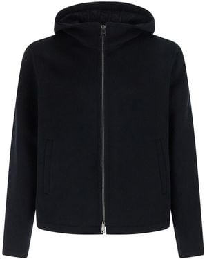 Fendi Lana Double Ff Full Zip Cappuccio - Black