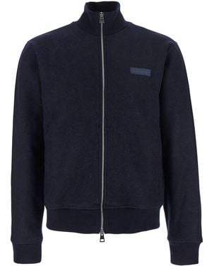 Givenchy Blue Jacket With High Neck And Logo Patch On The Front In Wool And Cashmere Blend Man