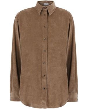 Brunello Cucinelli Corduroy Shirt Cotton - Brown