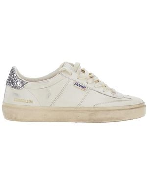 Golden Goose 'Soul-Star' Low-Top Trainer With Glitter Heel And Logo Lettering - White