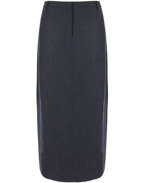 Theory Wool-Blend Midi Pencil Skirt - Gray
